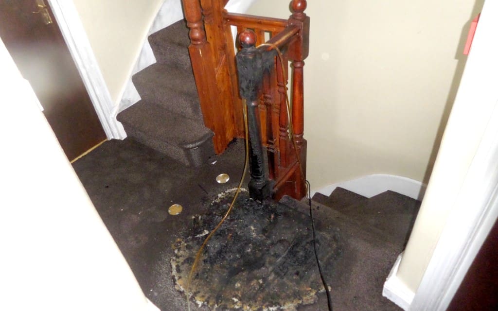 fire sprinkler system damaged hallway