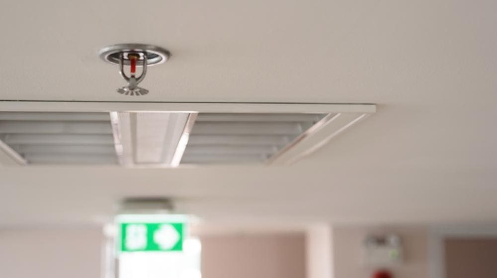sprinkler system on building ceiling fire sprinklers