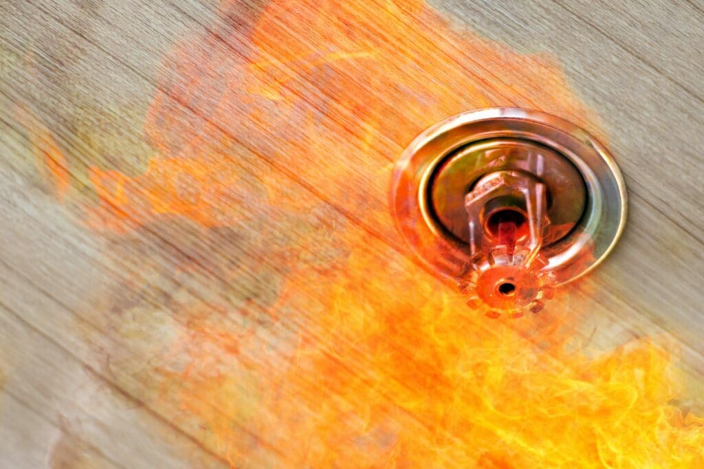 domestic sprinkler systems fire on sprinkler