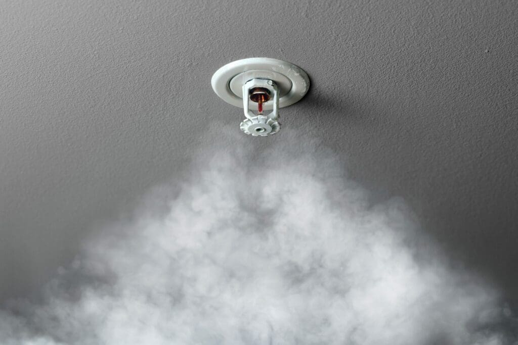 domestic sprinklers on ceiling