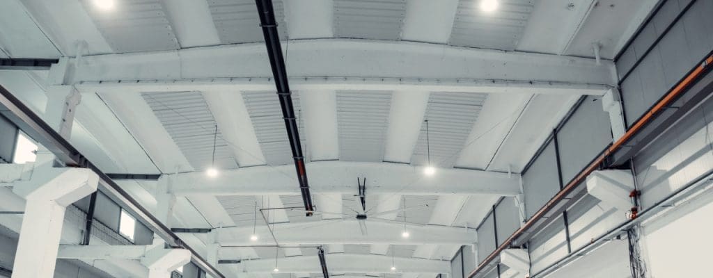 Commercial fire sprinkler system fitted in a warehouse