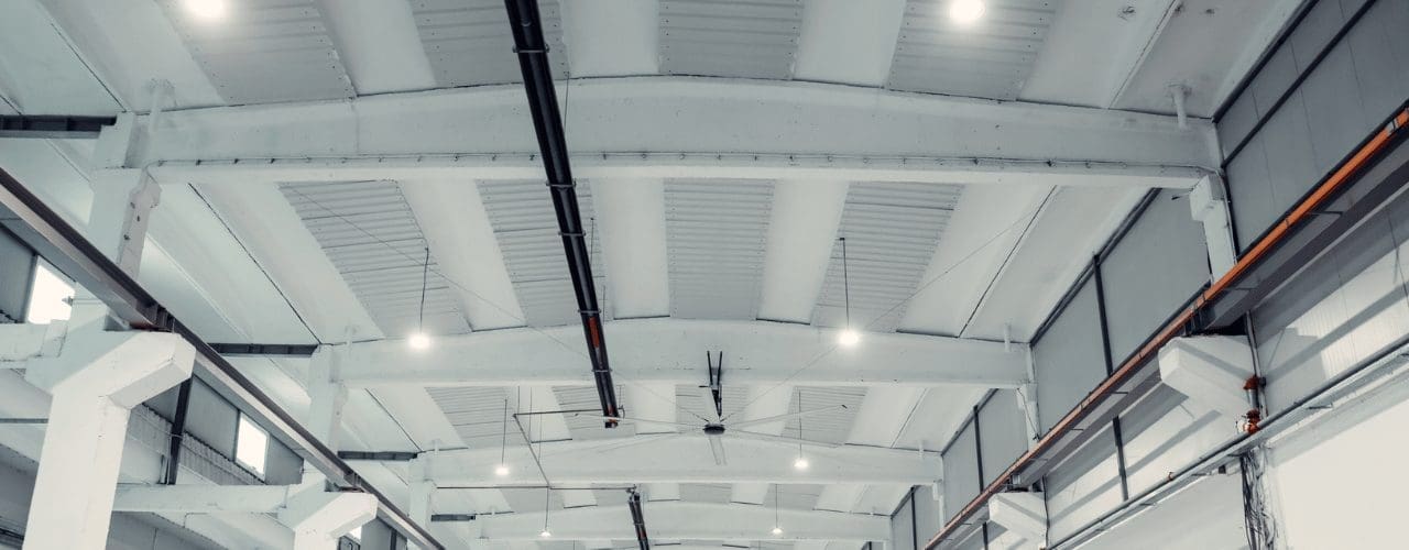 Commercial fire sprinkler system fitted in a warehouse